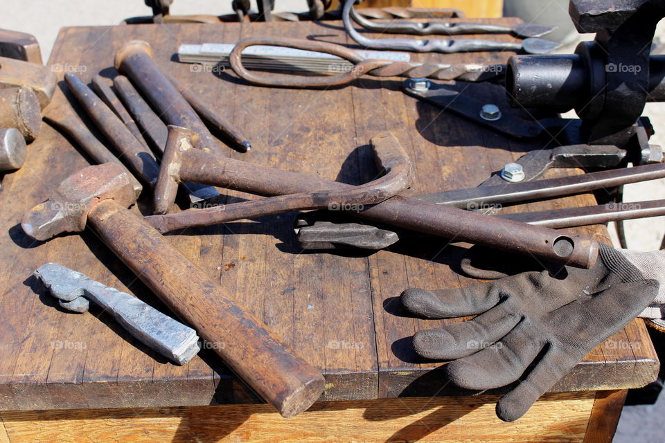 Table with tools.