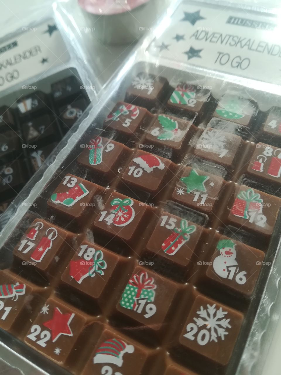 Kalender Advent Schokolade bunt Weihnachten