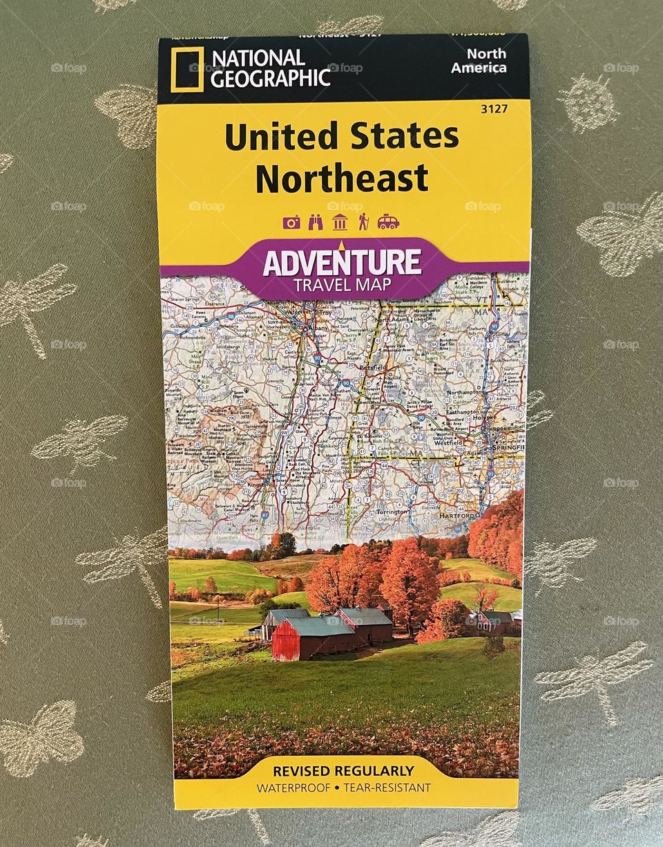 Map of the Northeast United States, paper maps, mapping out a road trip, road trips with paper maps, fun adventures with paper maps, United States map, old school road maps 