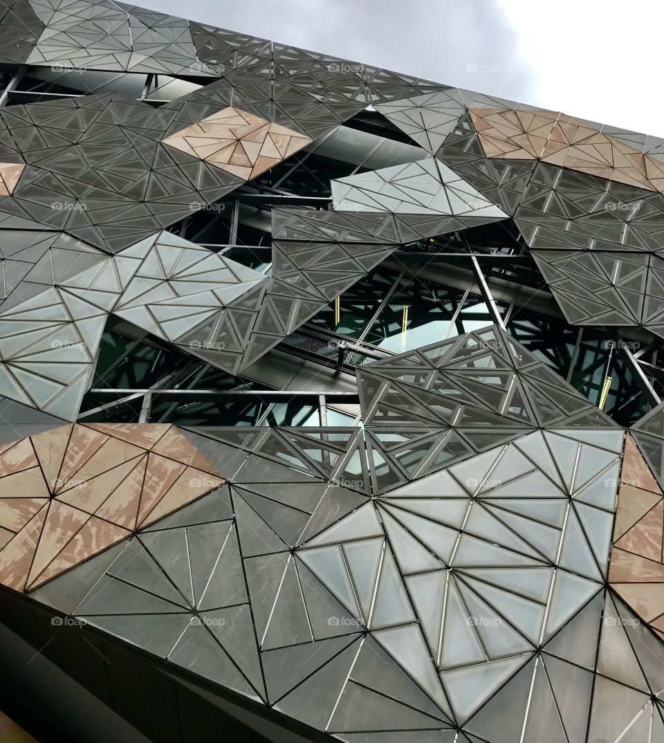 The modern architecture of Federation Square in Melbourne Victoria Australia 