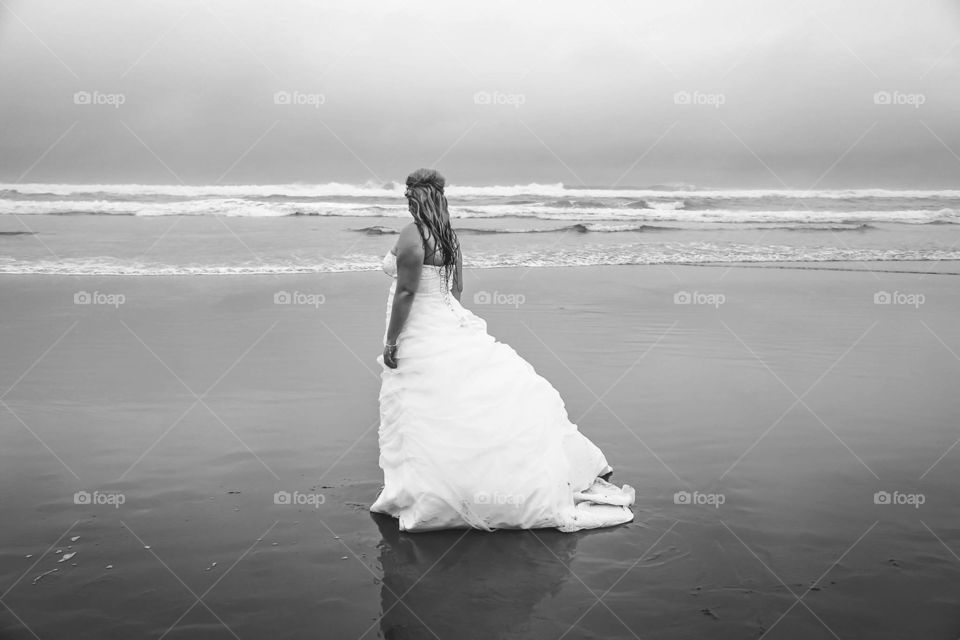 Bride on beach
