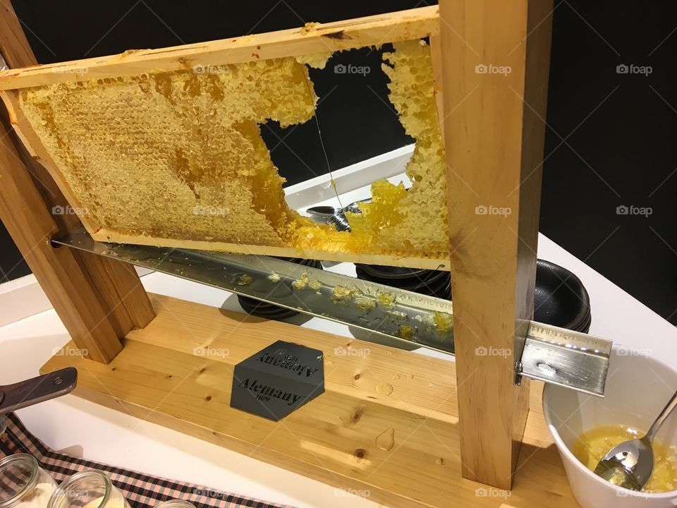 Fresh natural honey for breakfast in Barcelona 