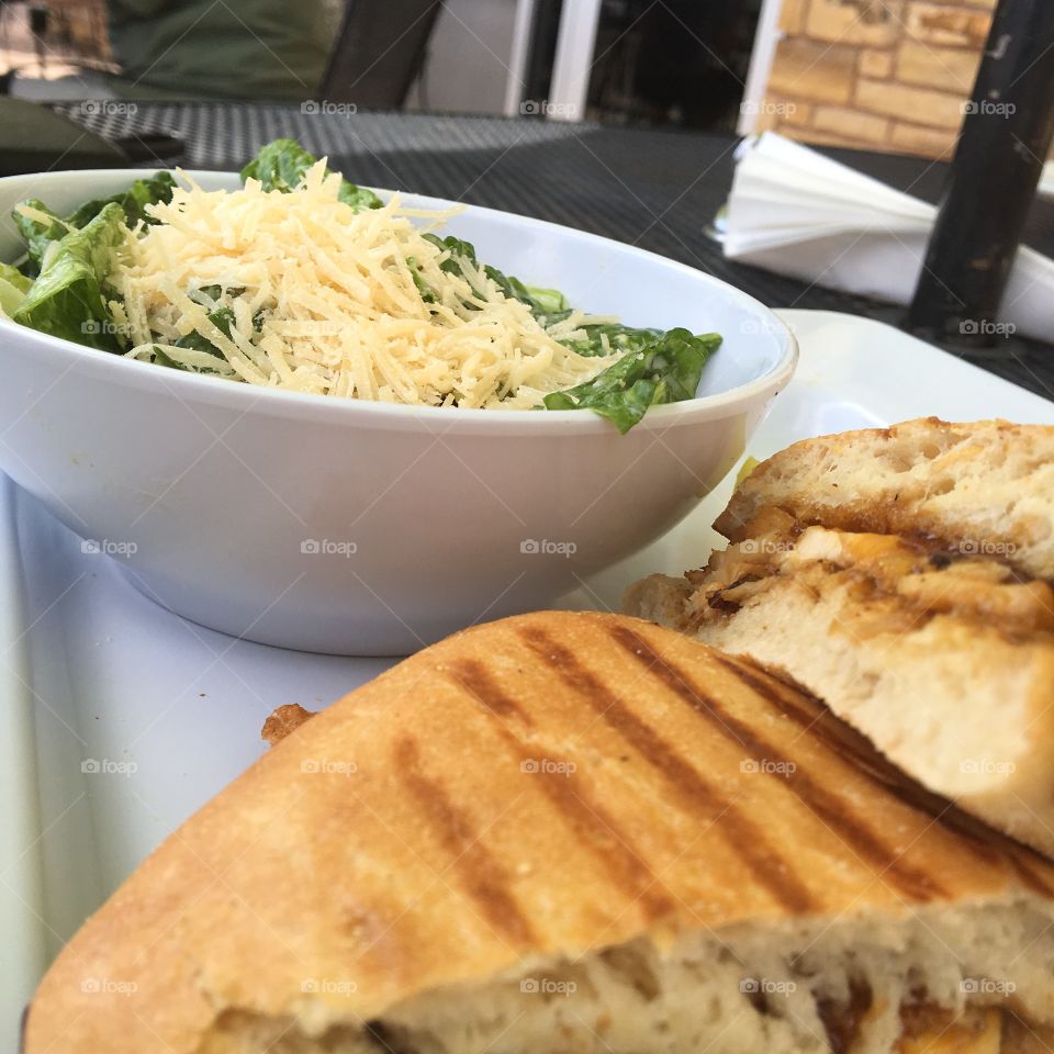 Nothing like a chicken sandwich and a small Cesar salad with some cheese. To fill you up on a hot summer day. 