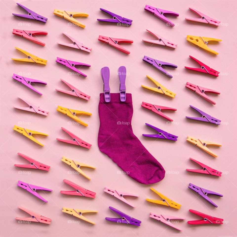Sock on a pink background