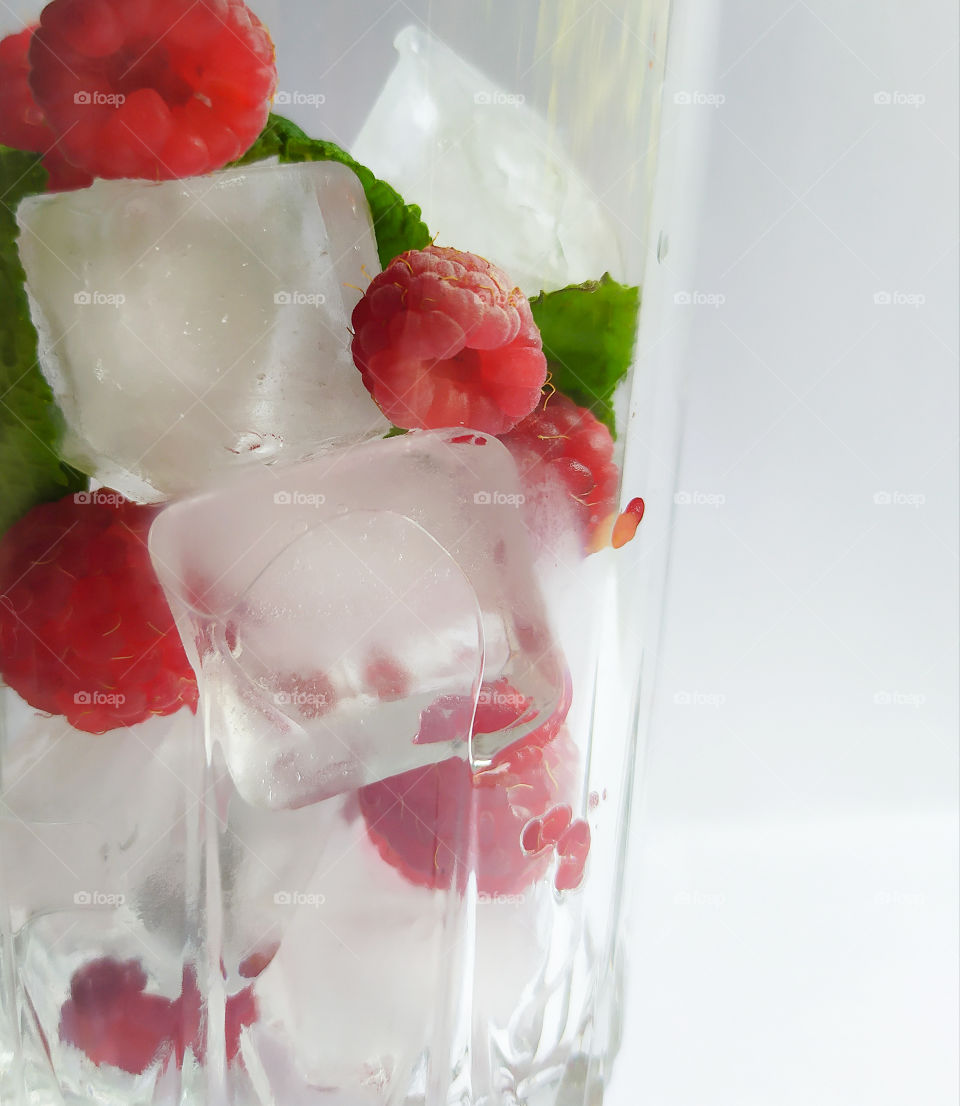 Raspberry with ice
