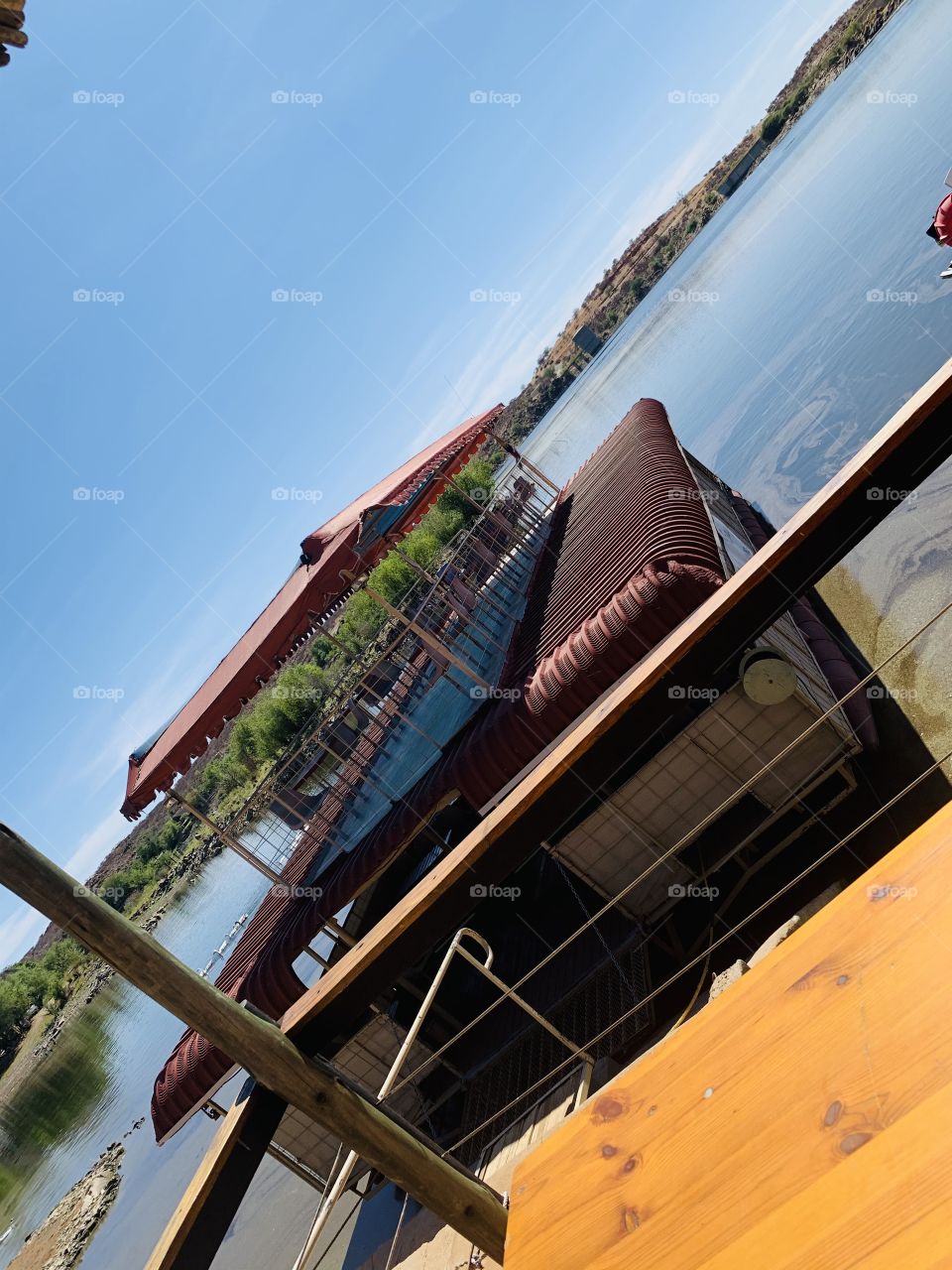 Boat view on the lakeside 