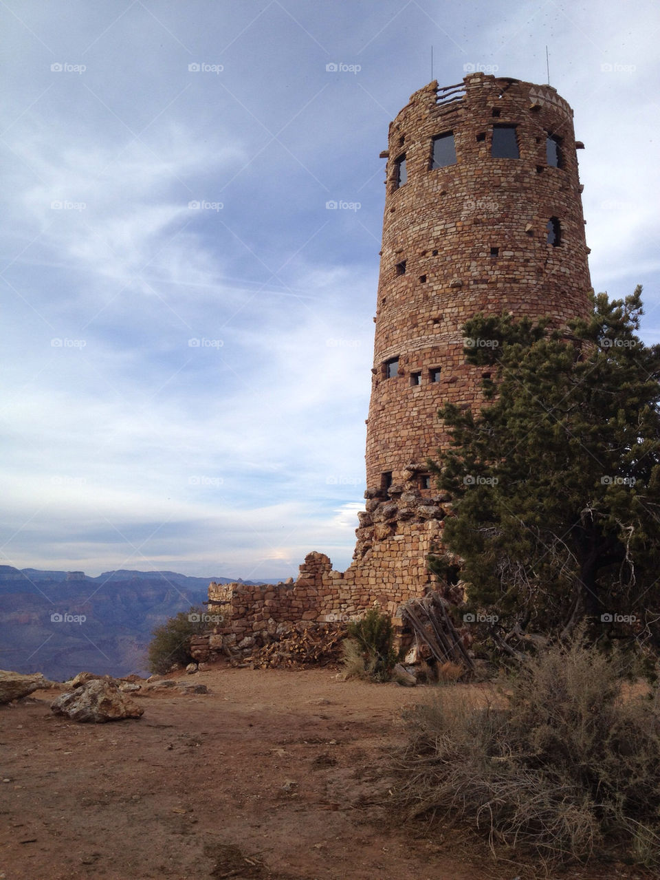 Swirling clouds over the Grand Canyon  Watch Tower.