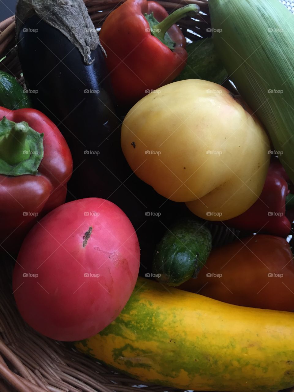 Basket with season vegetables