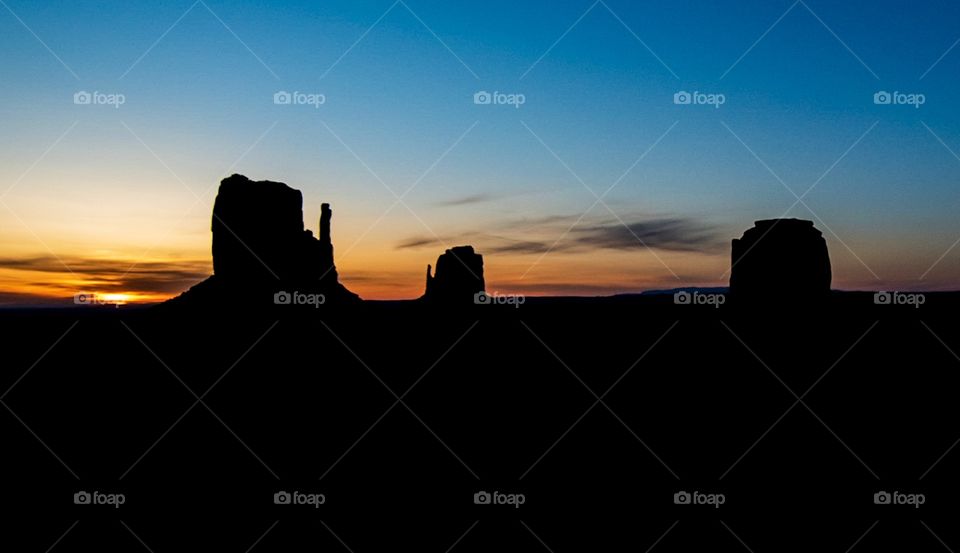 Sunrise at Monument Valley, Navajo County, Arizona. 