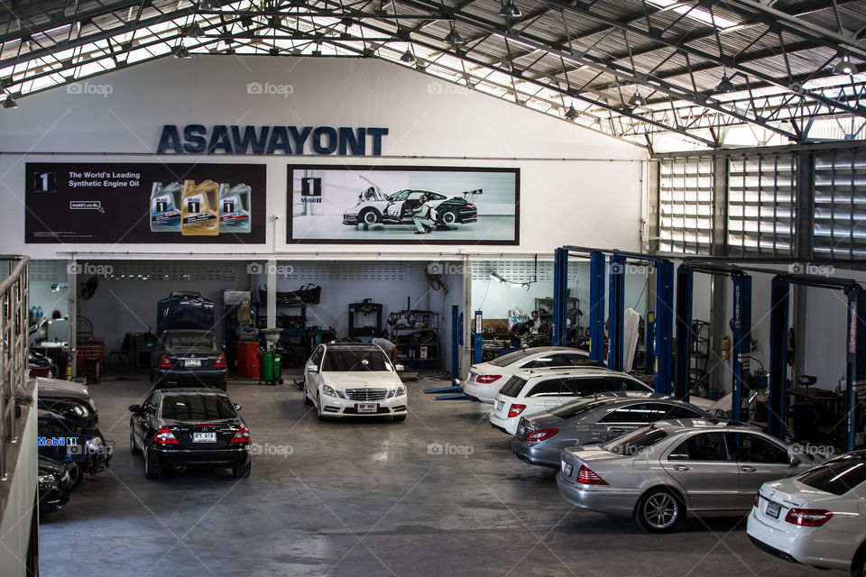 Inside the garage showroom 