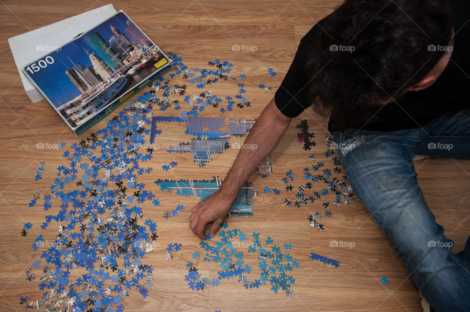 Working together on a puzzle