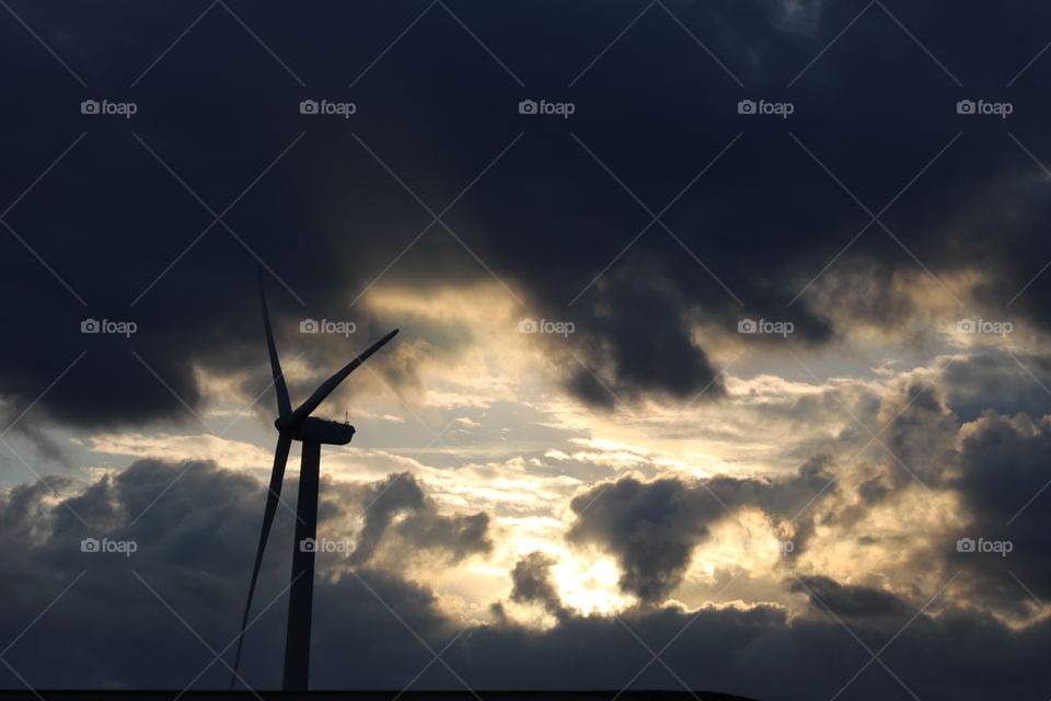 Storm clouds on the wind farm
