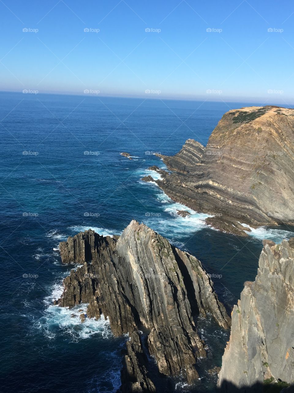 Rocks and Waves Atlantic coast Portugal 