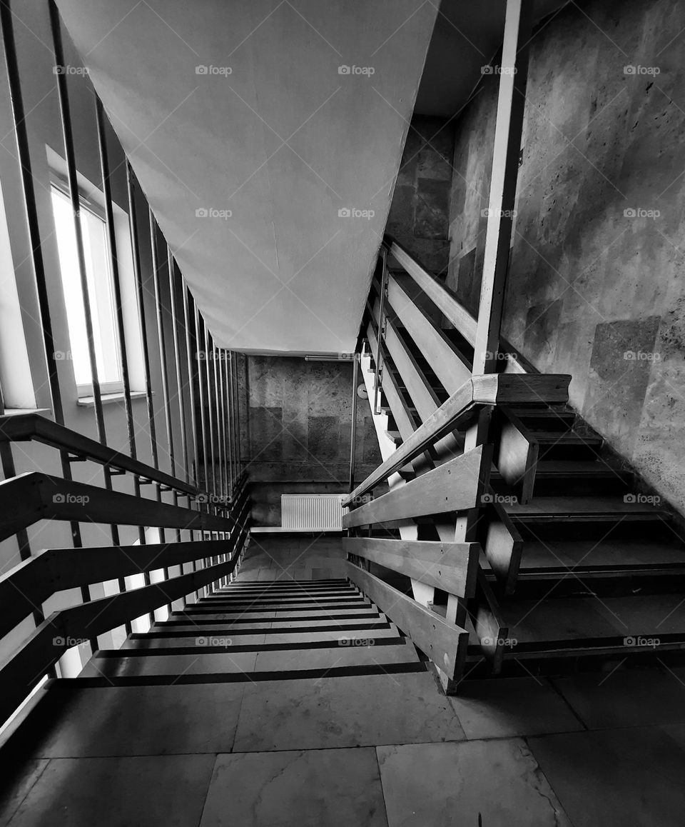 staircase in B&W