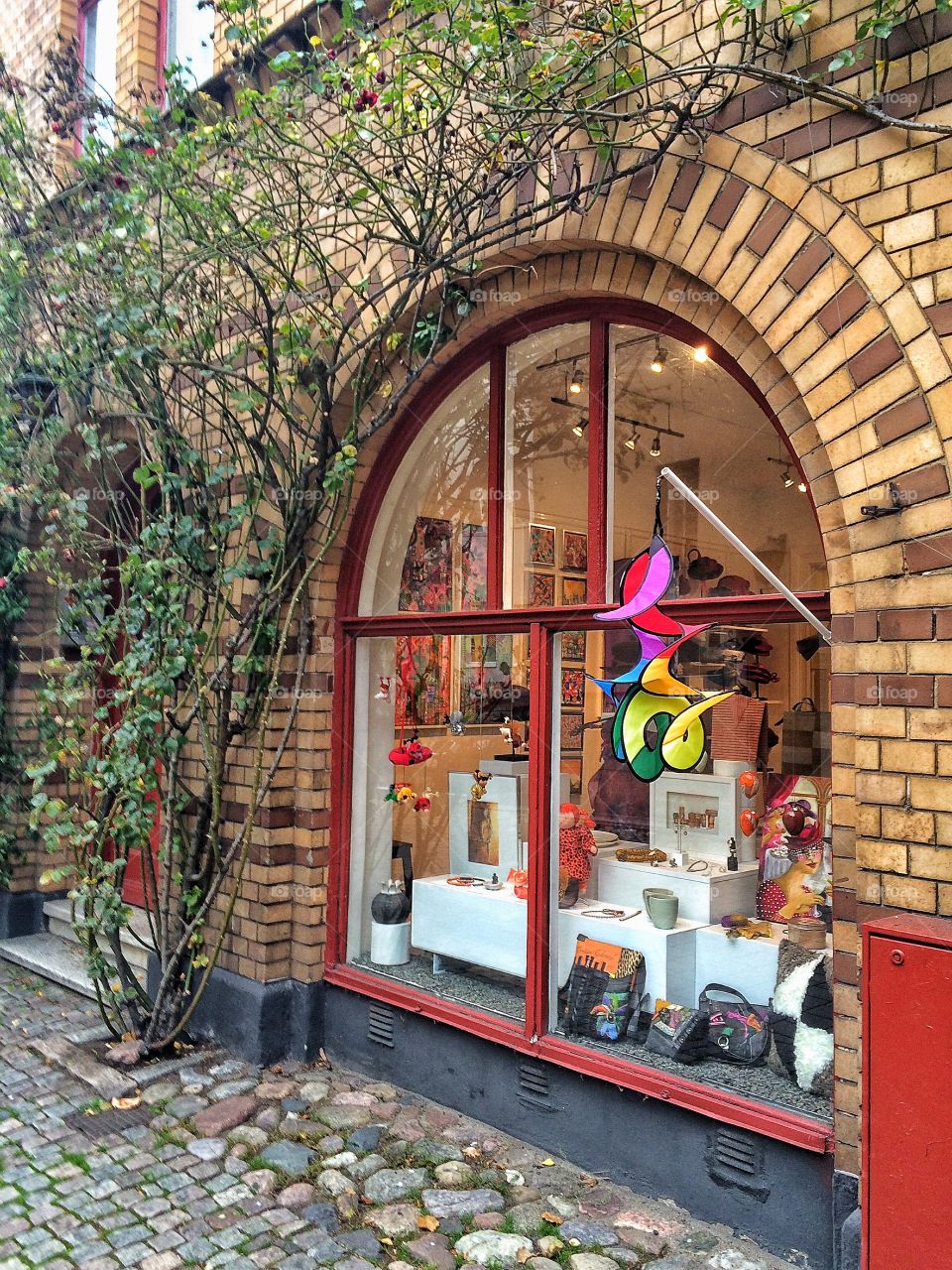 An art studio through a window