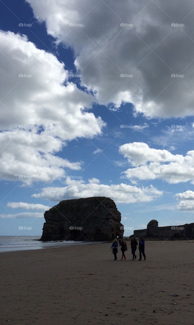 Marsden Grotto. Walking on the beach ...