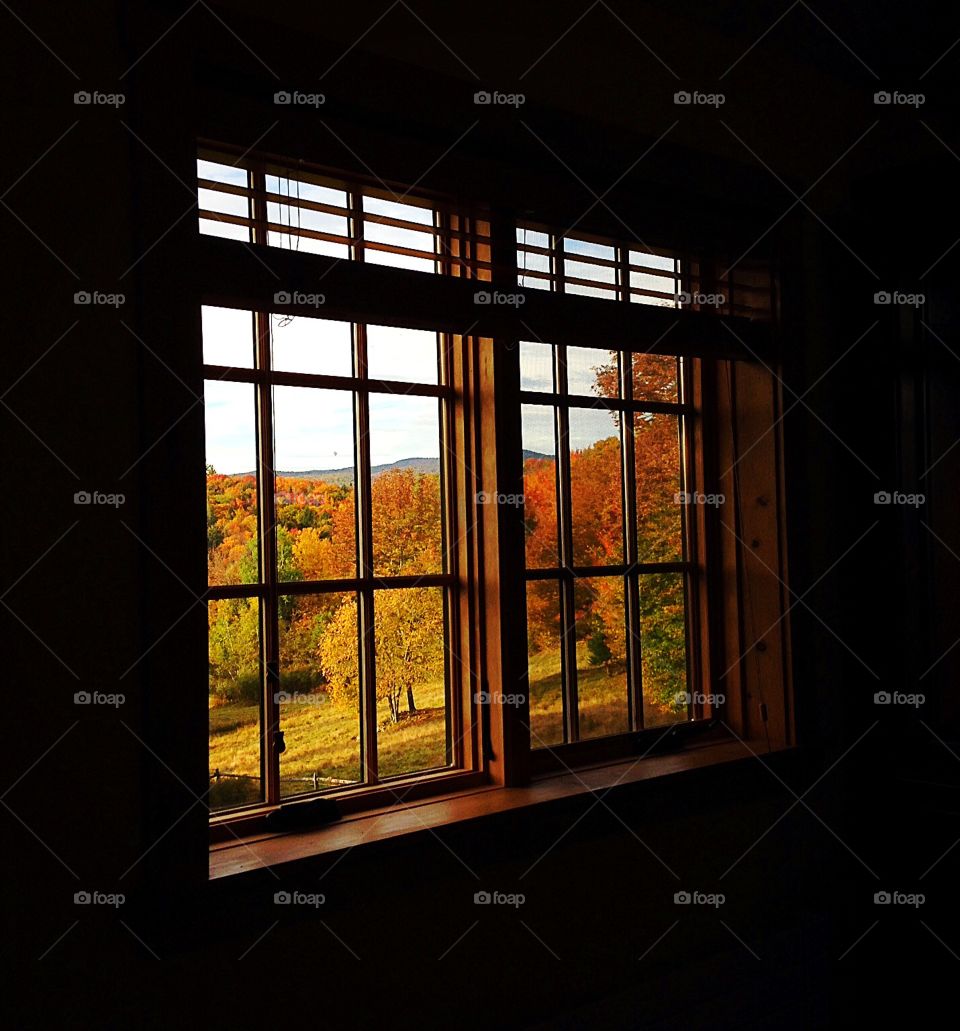 Looking out onto a Vermont farm in Autumn - windows around the world mission 