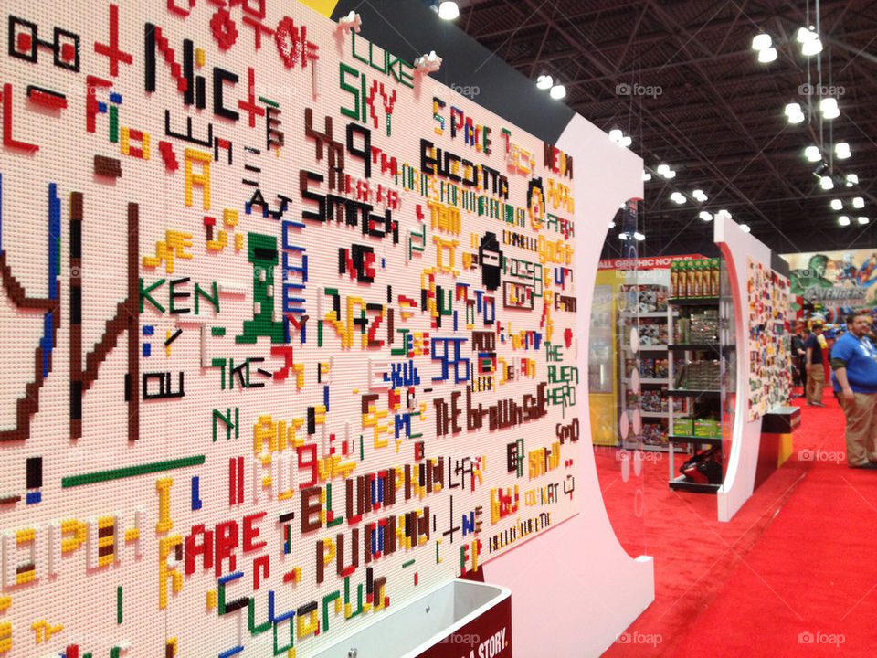The Lego wall at New York Comic Con