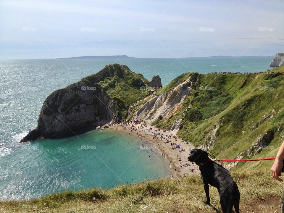 Unique view of blue water beach in England 