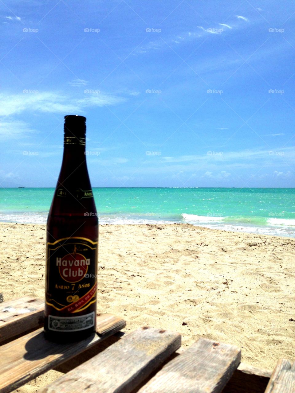 Havana Club Rum , on a nice sunny beach day ,Fort Clarence Beach , Jamaica. 