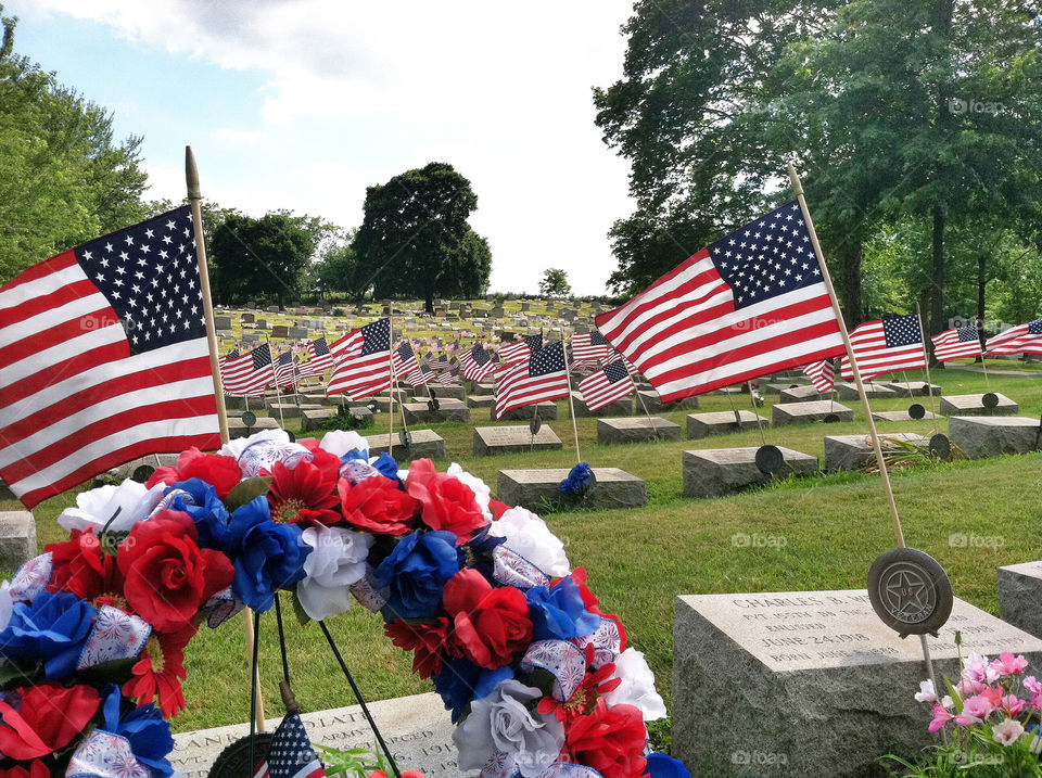 US veterans section of a cemetery. 