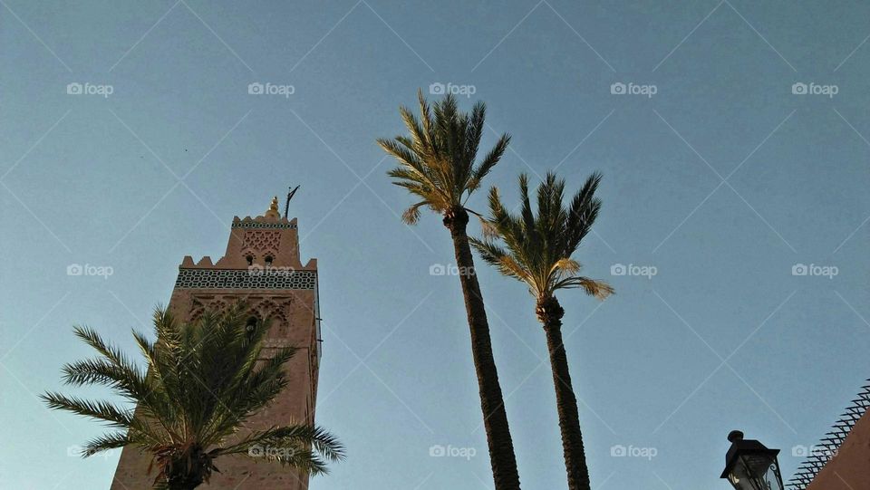 Beautiful architecture:  minaret of kotoubia  mosque at marrakech city in Morocco.