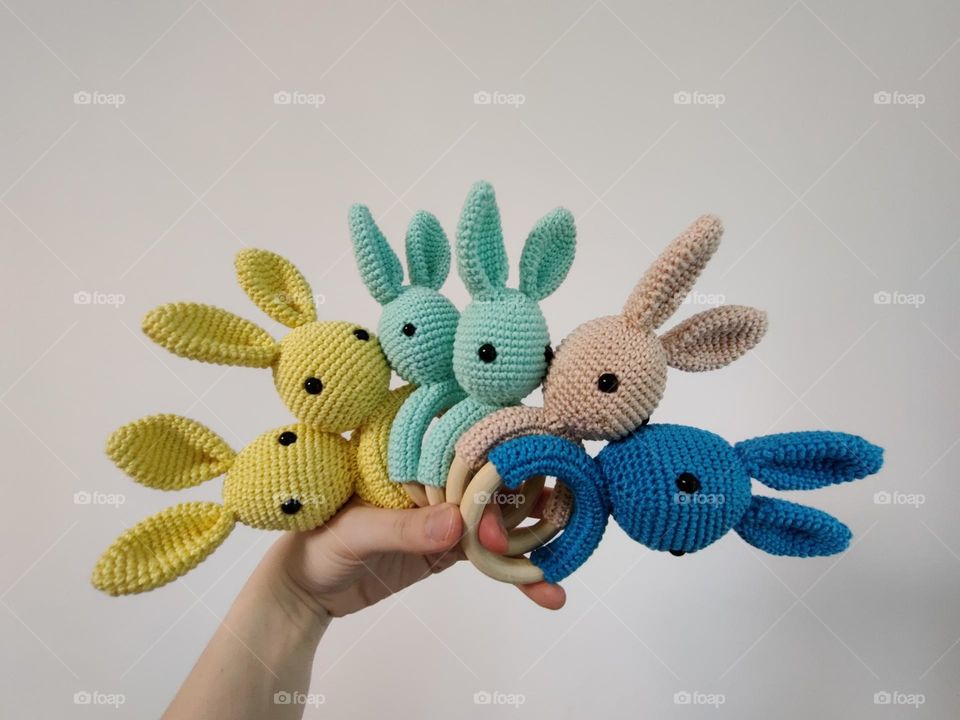 Handmade bunny rattles