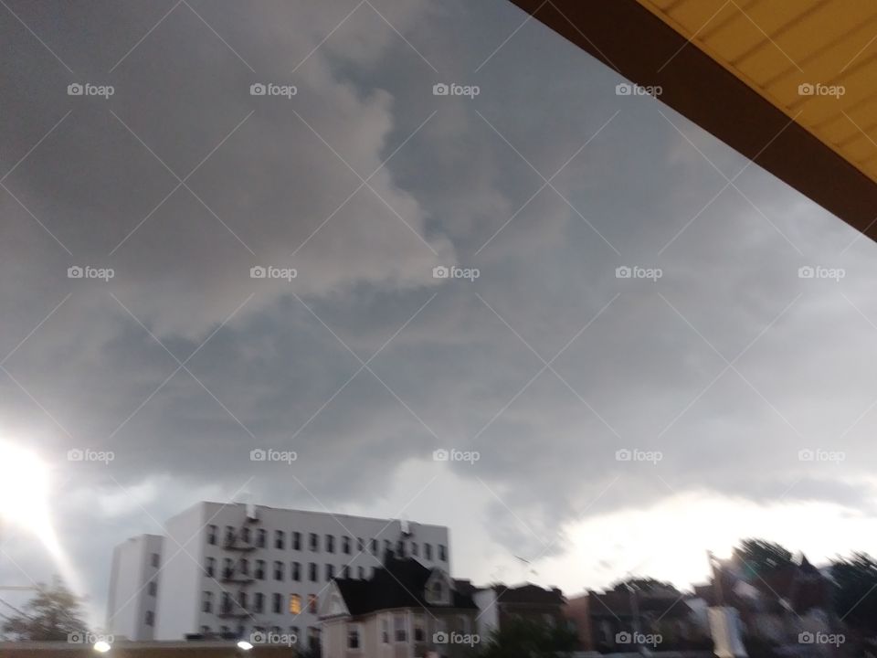 grey ominous storm clouds