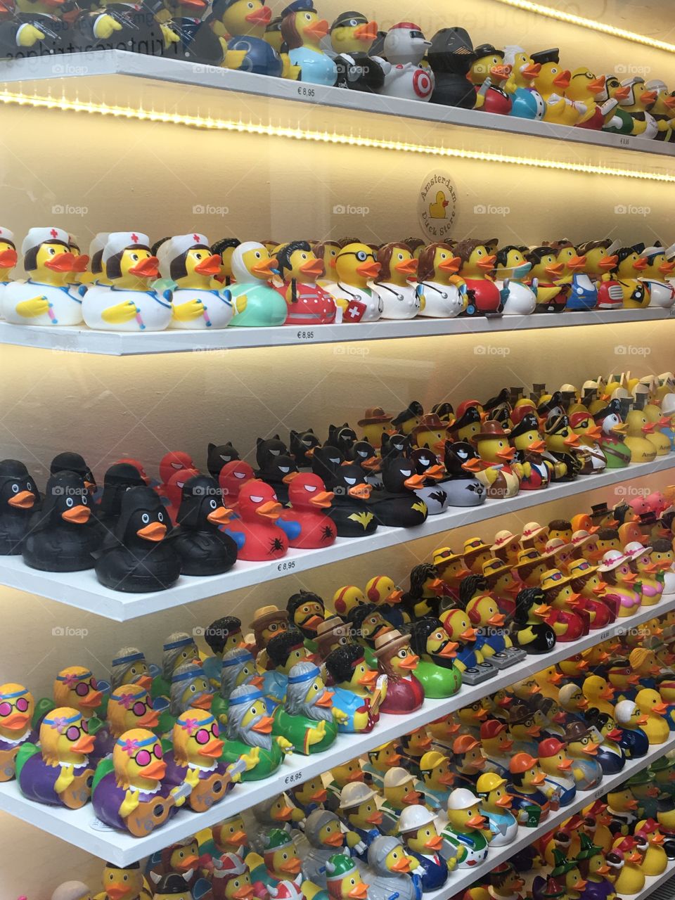 So many rubber ducks all in different outfits! Crazy shop in Amsterdam!!