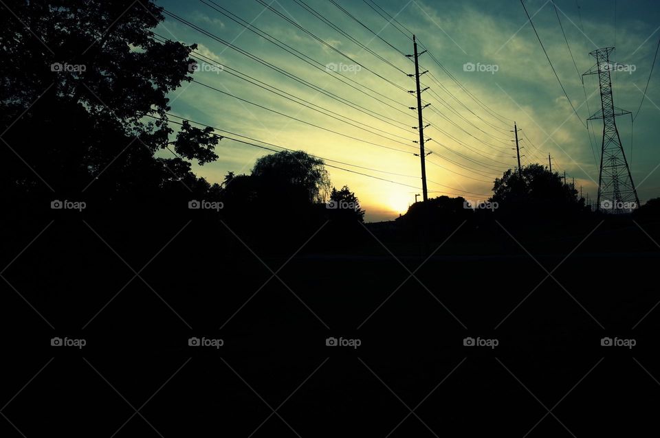 sunset in the suburbs