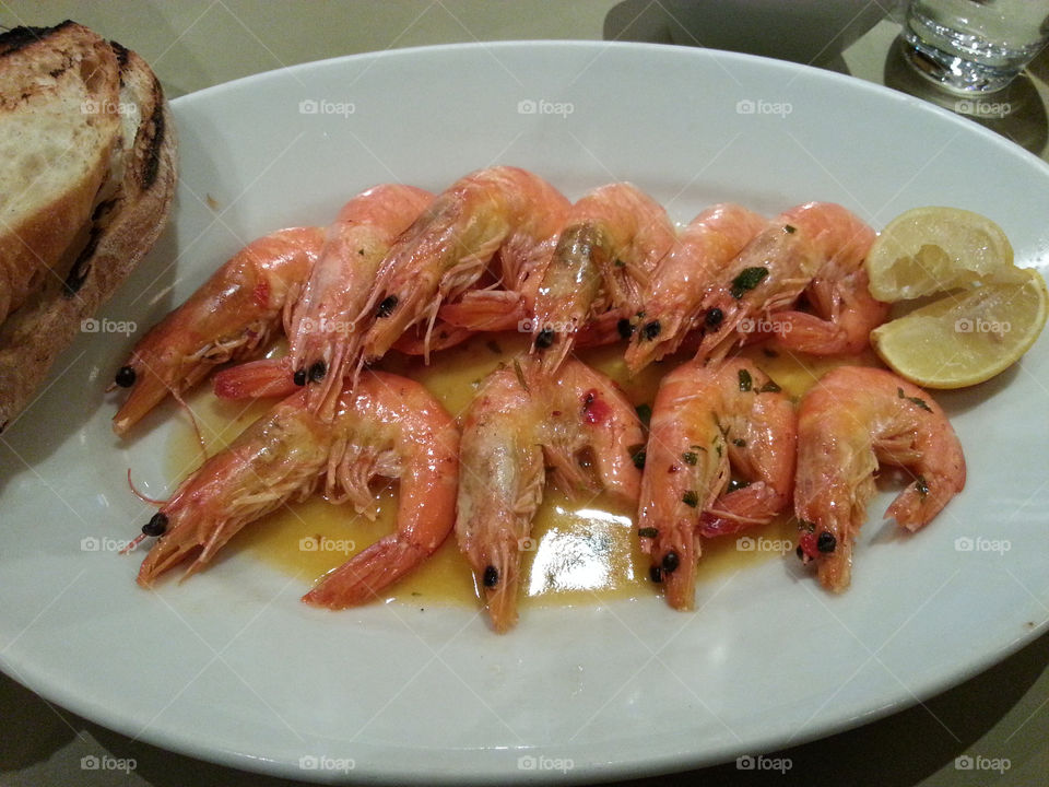 Plate of prawns in chilli butter