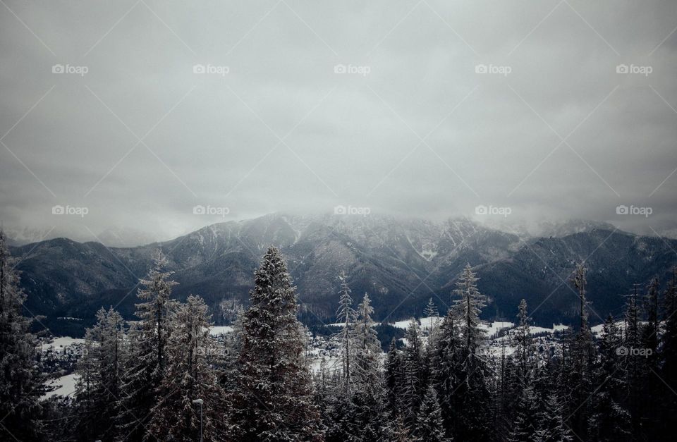 Majestic Snowy Mountains Under Clear Sky