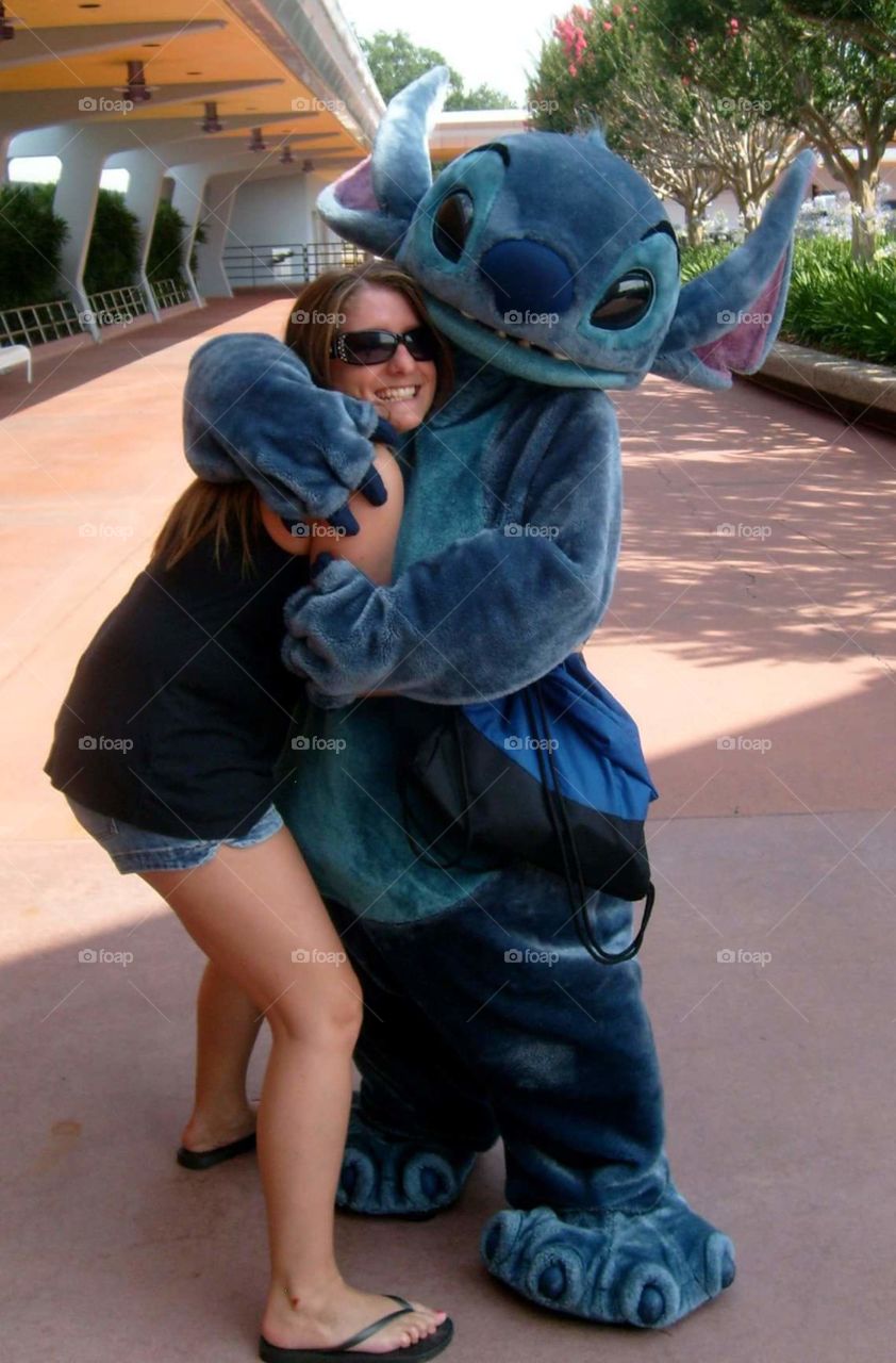 Giving Hugs to Stitch at Epcot