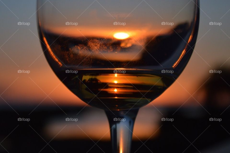 Sunset in Fort Myers through a glass of White Wine