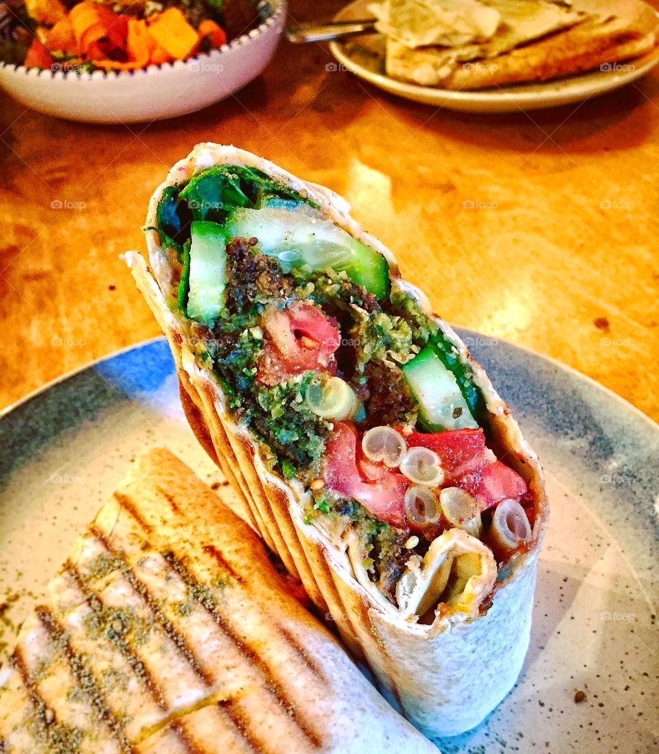 Vegetarian falafel wrap