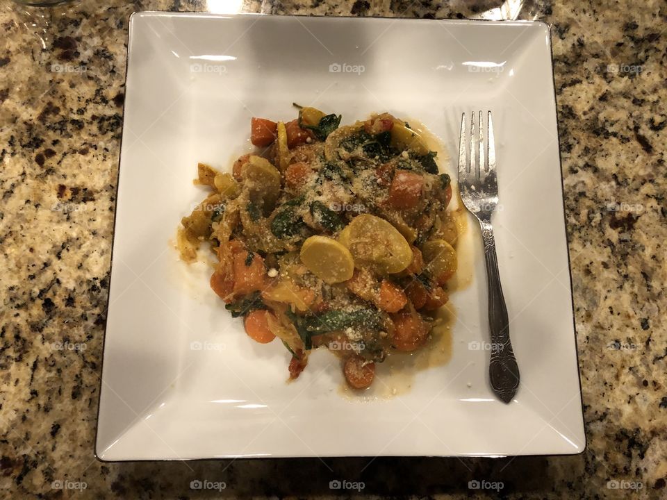 Yellow and Spaghetti Squash with Vegetables
