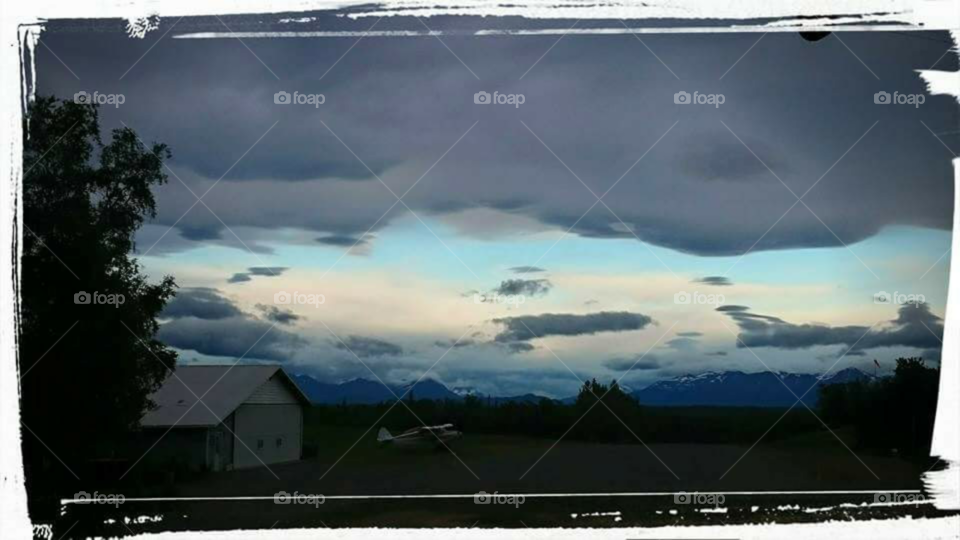 Alaskan airstrip at dusk.