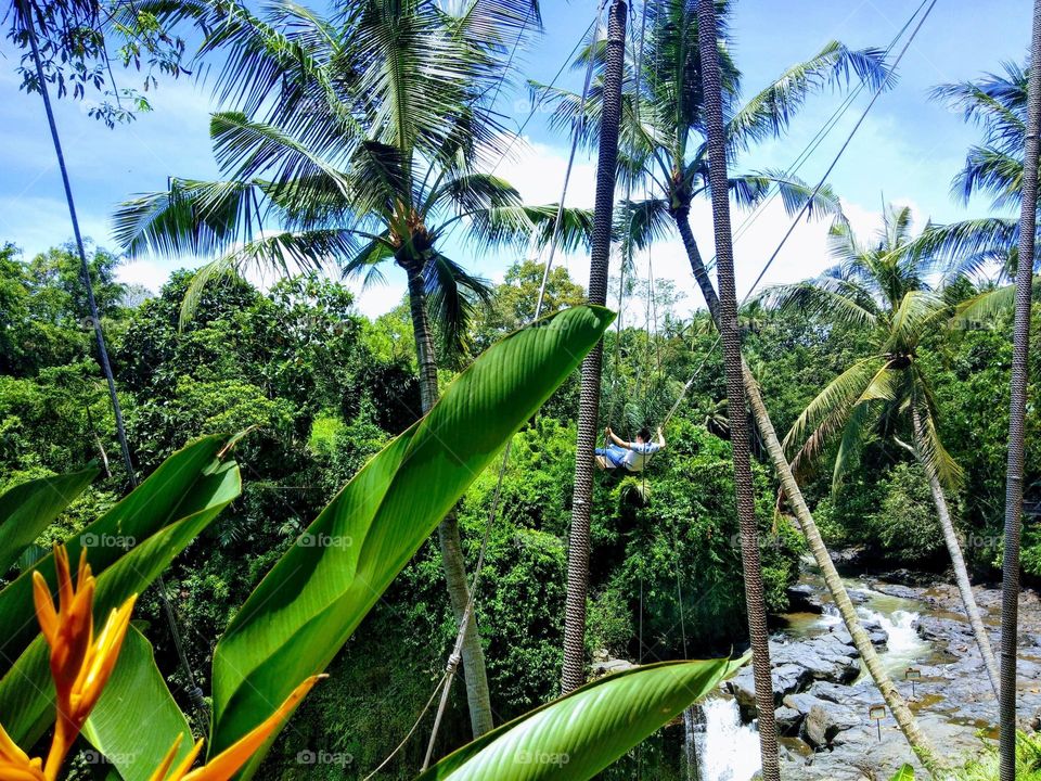 CAPTURED During The Swinging at the Top of Hill with beautiful 😍 scenic view of Bali landscape forest and water falls greenery surrounds . Such a beautiful place 🤩 to visit once again.