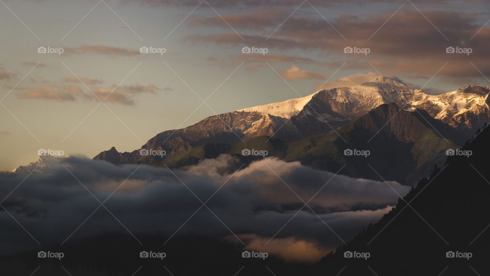 Misty mountains. A sunrise in Zell am see, Salzburg  in austria