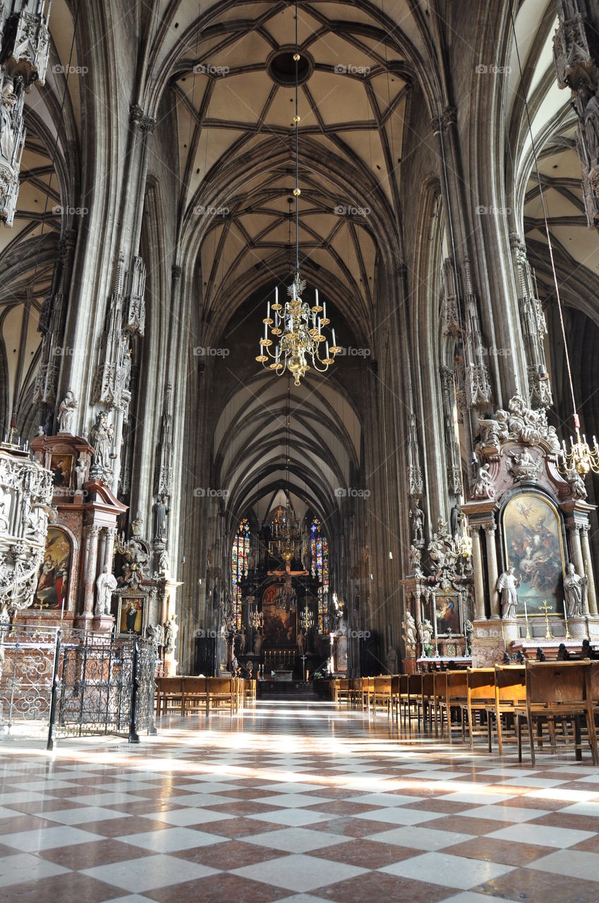 Interior view of Saint Stephen's Cathedral in Vienna