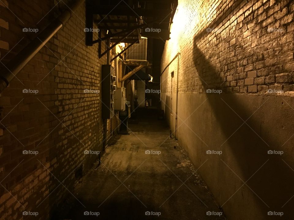 Alley at night with interesting lighting!