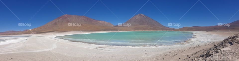 blue lagoon and mountain Bolivia