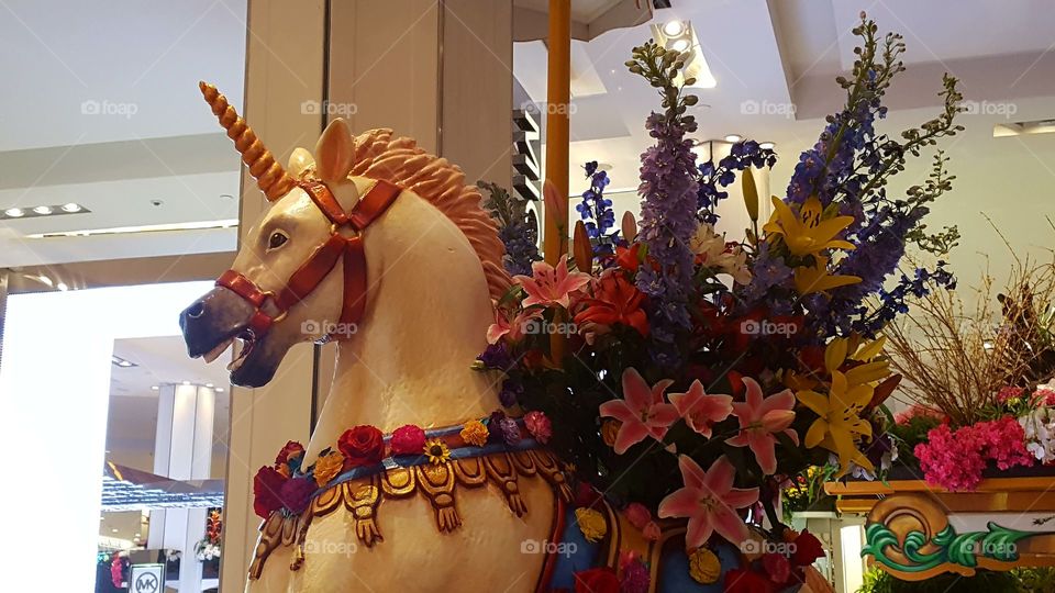 Macy's flower show carousel horse