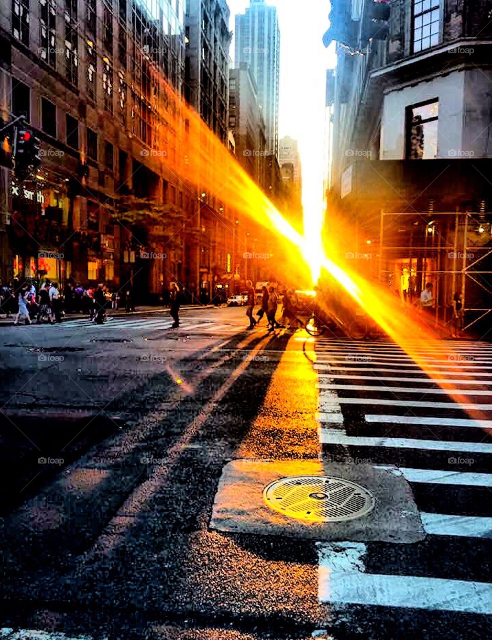 The sunset in the street of Ny