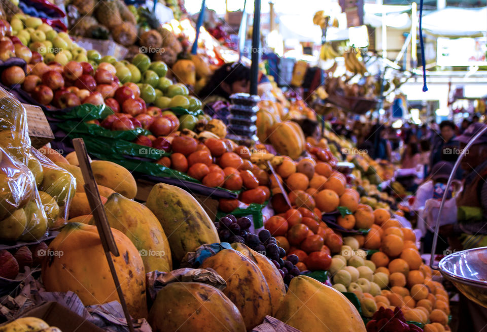 Fruit market stall in Peru 