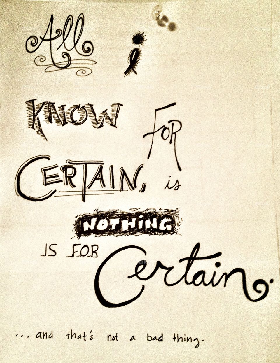 All I Know for Certain. All I Know for Certain is Nothing is for Certain