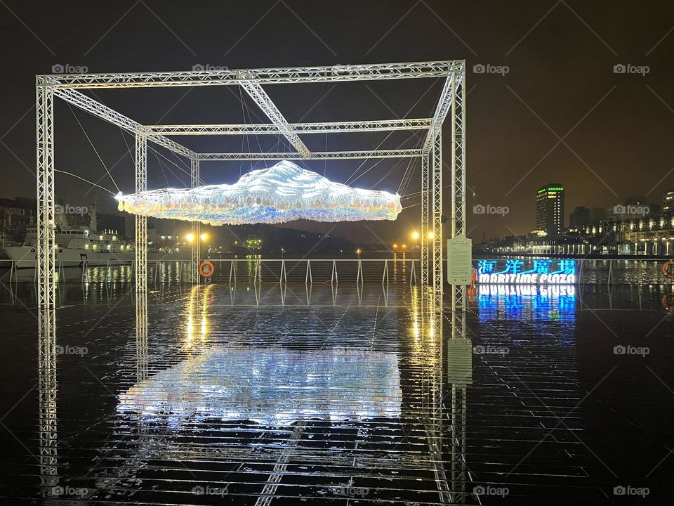 Raindrop installation art in maritime plaza keelung