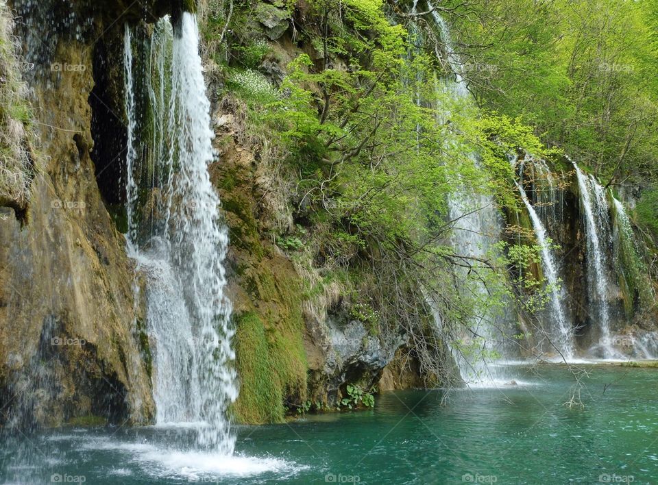 Falls. Waterfalls of the Plitvicke Lakes National Park. Croatia