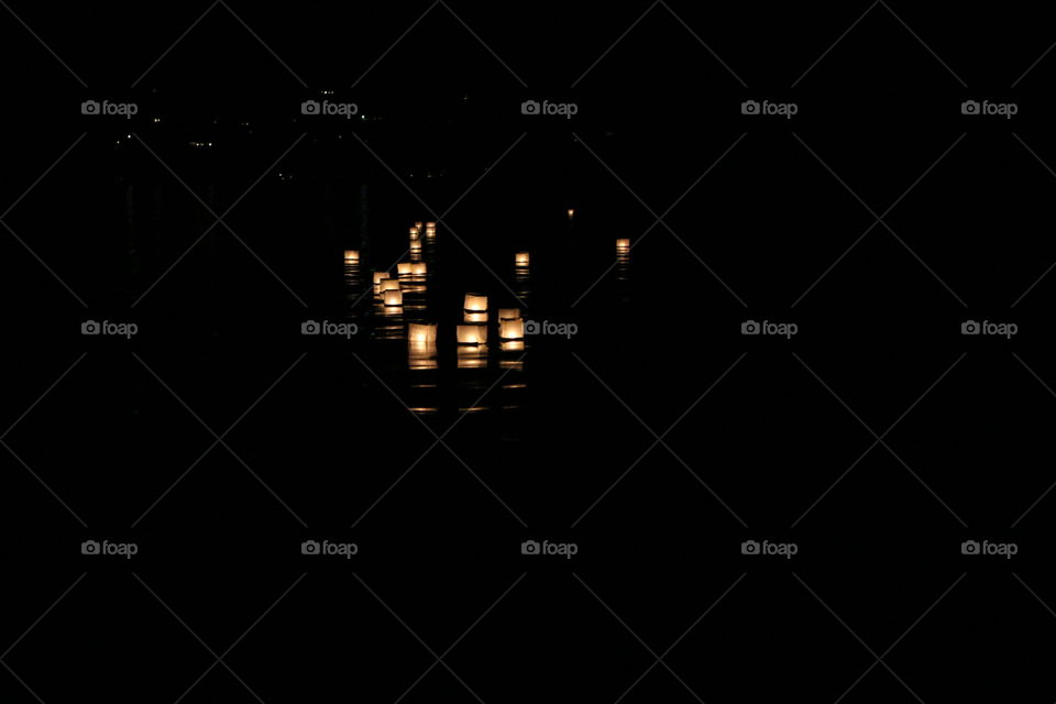 Lanterns floating on a lake