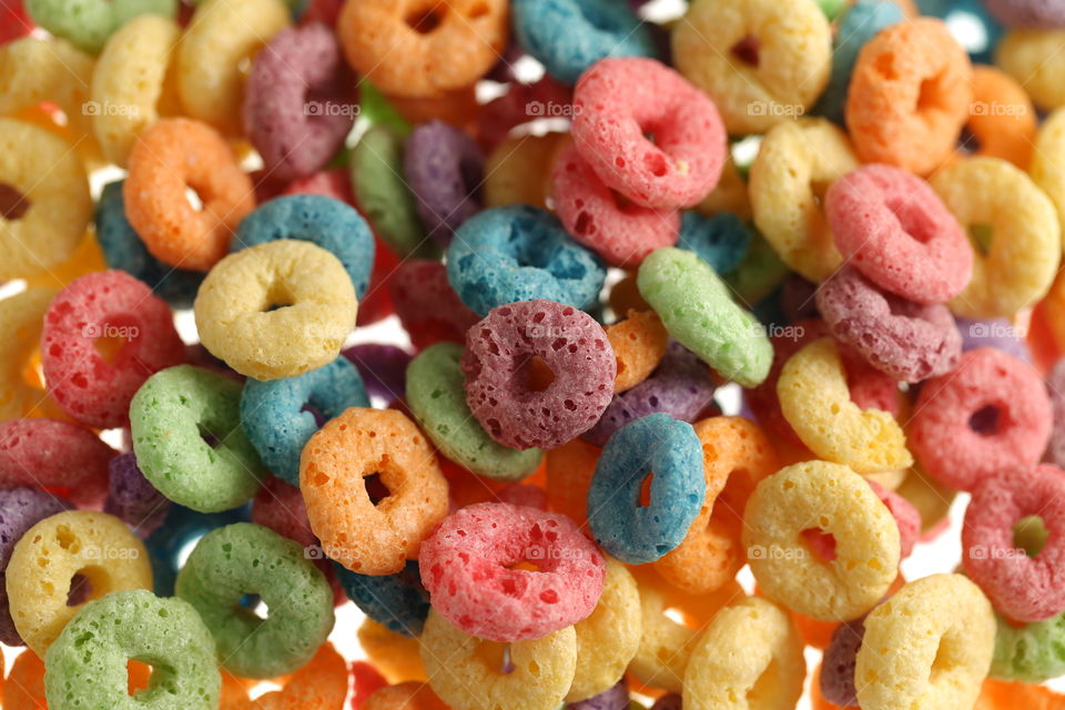 round colorful cereal close up